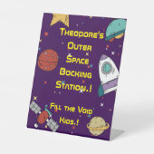 Outer Space verjaardagsfeestje snacks Reclamebord Met Voetstuk (Voorkant)