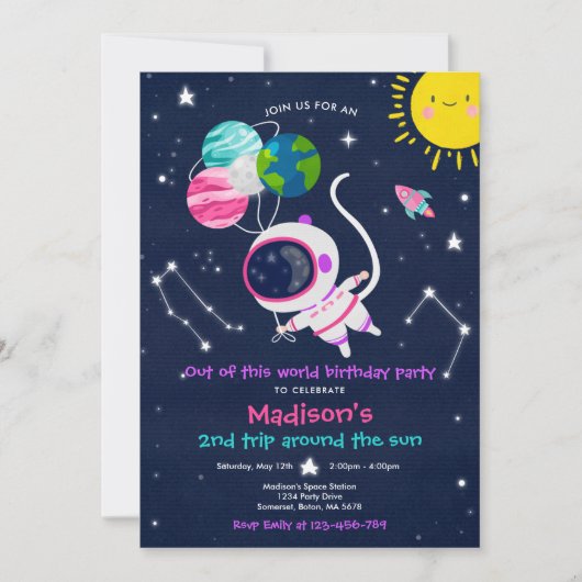 Outer Space verjaardagsfeestje uit deze wereld Kaart (Voorkant)