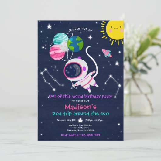 Outer Space verjaardagsfeestje uit deze wereld Kaart (Staand voorkant)