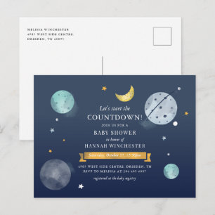 Outer Space Watercolor Sterrenstelsel Baby Shower Uitnodiging Briefkaart