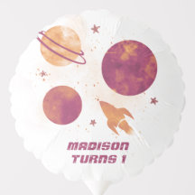 Outer Space Waterverf Planet Girl 1ste verjaardag