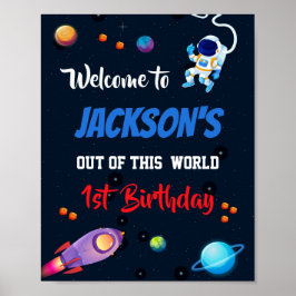 Outer space welkomstfeest Astronaut poster