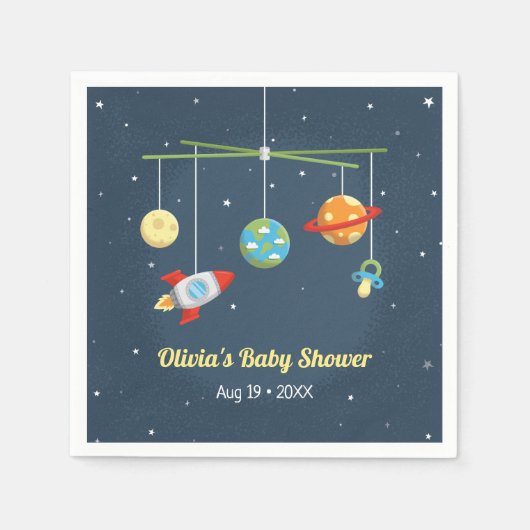 Outer Space Wieg Speelgoed Baby shower Party Suppl Servet (Voorkant)