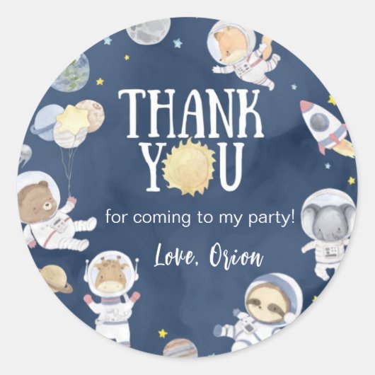 Outer Space Wild One Safari Boy Verjaardag Ronde Sticker (Voorkant)