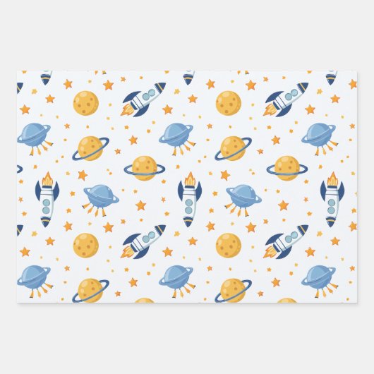 outer space Wrapping Paper Flat Sheet Set of 3 (Voorkant 3)