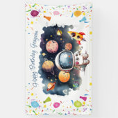 Outerspace Astronaut Planeten Gelukkige Verjaardag Spandoek (Verticaal)