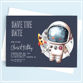 Outerspace Blue 1e verjaardag Save The Date