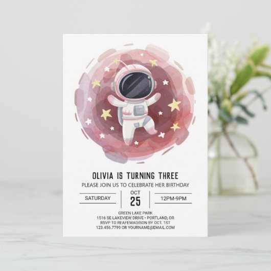 Outerspace Boho Explorer Astronaut Verjaardag Kaart (Staand voorkant)