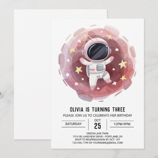 Outerspace Boho Explorer Astronaut Verjaardag Kaart (Voorkant / Achterkant)