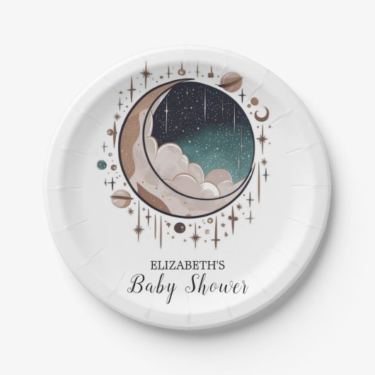 Outerspace Celestial Stars Baby shower Papieren Bordje (Voorkant)