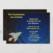 Outerspace Countdown verjaardagsuitnodiging Kaart (Voorkant / Achterkant)