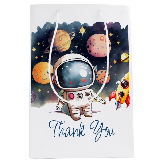 Outerspace Planeten Gelukkige Verjaardag Favor Bag Medium Cadeauzakje (Voorkant)