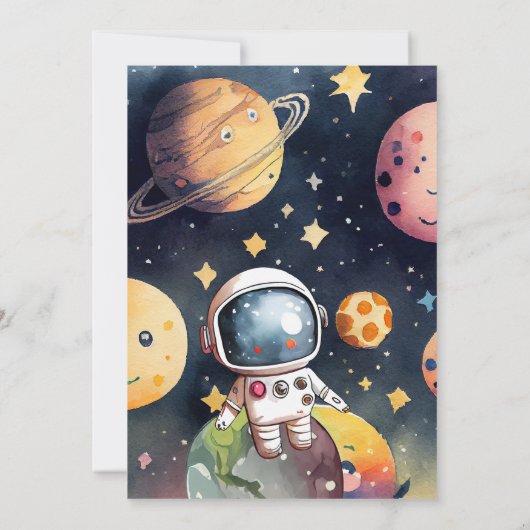 Outerspace Planeten Moderne 1e verjaardag Kaart (Achterkant)