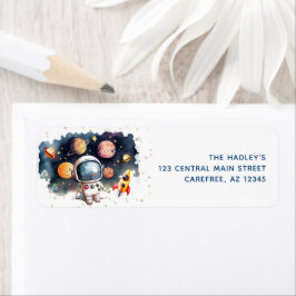 Outerspace Planets Astronaut Return Address Label
