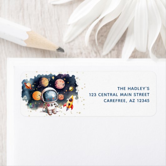 Outerspace Planets Astronaut Return Address Label (Insitu)