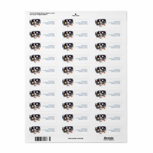 Outerspace Planets Astronaut Return Address Label (Full Sheet)