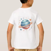 Outerspace Planets Blauw Eerste Verjaardag T-shirt (Achterkant)