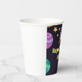 Outerspace Planets Blauwe Verjaardag Papieren Bekers (Rechts)