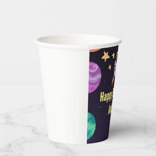 Outerspace Planets Blauwe Verjaardag Papieren Bekers (Rechts)
