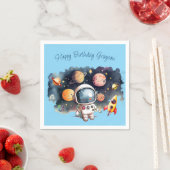 Outerspace Planets Blauwe Verjaardag Servet (Insitu)