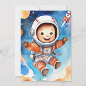 Outerspace Planets Blue 1st Birthday Invitation Kaart (Voorkant)