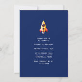 Outerspace Planets Blue 1st Birthday Invitation Kaart (Achterkant)