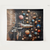 Outerspace Planets eerste verjaardag selfie statio Wandkleed (Voorkant (horizontaal))