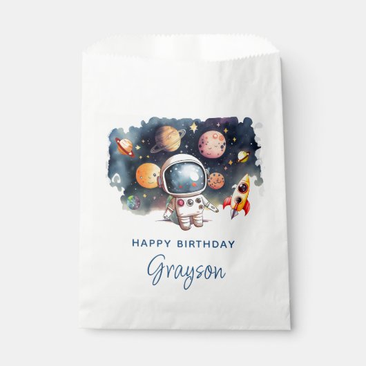 Outerspace Planets Gelukkige Verjaardag Bedankzakje (Voorkant)