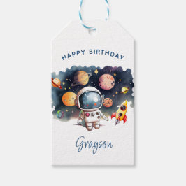 Outerspace Planets Gelukkige Verjaardag Cadeaulabel