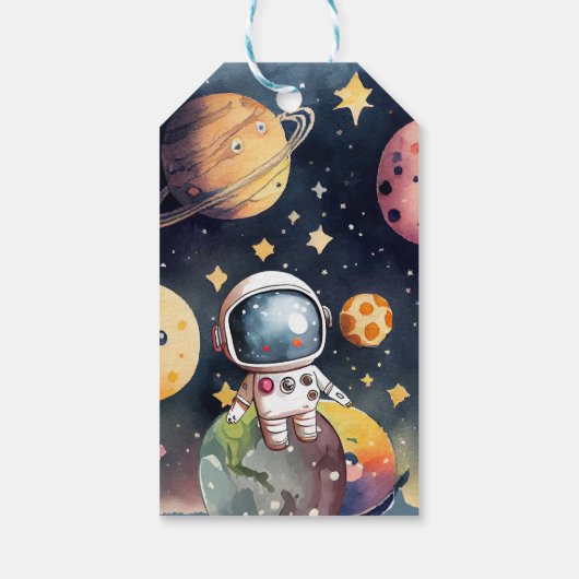 Outerspace Planets Gelukkige Verjaardag Cadeaulabel (Achterkant)