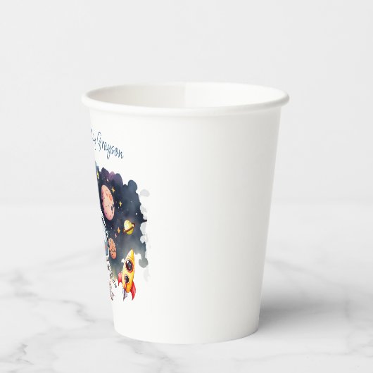 Outerspace Planets Jongen Verjaardag Papieren Bekers (Links)