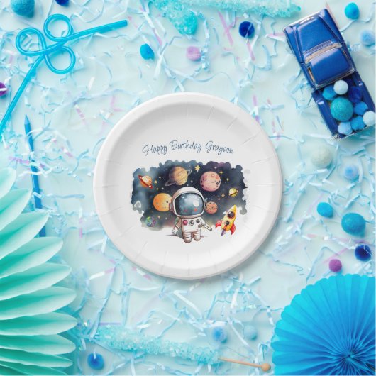 Outerspace Planets Jongen Verjaardag Papieren Bordje (Feest)