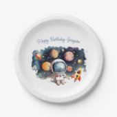 Outerspace Planets Jongen Verjaardag Papieren Bordje (Voorkant)