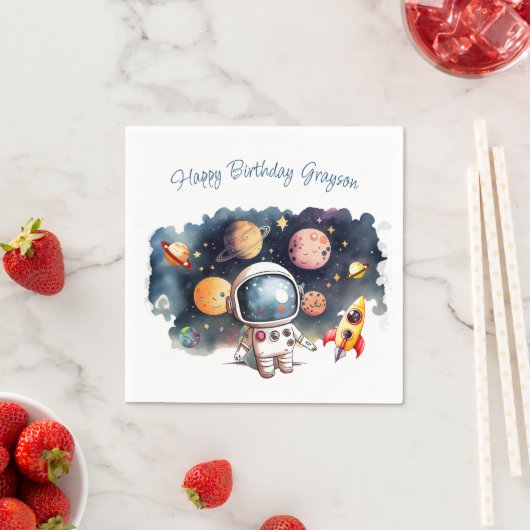 Outerspace Planets Jongen Verjaardag Servet (Insitu)