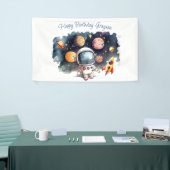 Outerspace Planets Jongen Verjaardag Spandoek (Beurs)