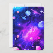 Outerspace Planets Roze Meisje eerste verjaardag Kaart (Achterkant)