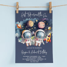 Outerspace Planets Twin Boys 1e verjaardag