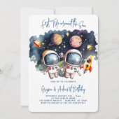 Outerspace Planets Twin Boys 1e verjaardag Kaart (Voorkant)