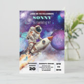 OuterSpace Verjaardagsfeest Astronaut Galaxy Plane Kaart (Staand voorkant)