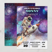 OuterSpace Verjaardagsfeest Astronaut Galaxy Plane Kaart (Voorkant / Achterkant)