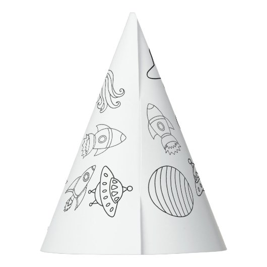 Outerspace Verjaardagsfeestje Pet Feesthoedjes (Achterkant)