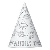 Outerspace Verjaardagsfeestje Pet Feesthoedjes (Voorkant)