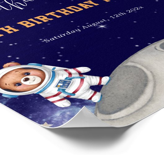 Outerspace Woodland Animals Verjaardag Welkomstbor Poster (Hoek)