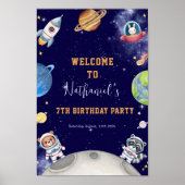 Outerspace Woodland Animals Verjaardag Welkomstbor Poster (Voorkant)