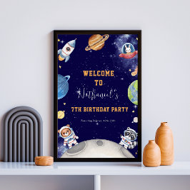 Outerspace Woodland Animals Verjaardag Welkomstbor Poster