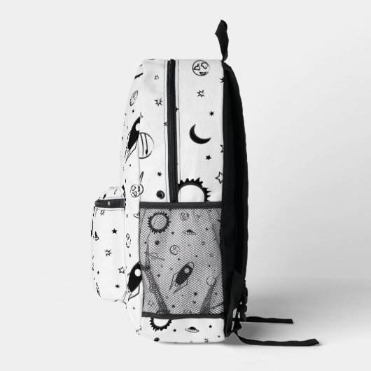 Outerspace Zwart-wit Monochromatisch Bedrukte Rugzak (Rechts)