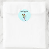 Outfielder-Meisje Baseball Tshirts en Geschenken Ronde Sticker (Tas)