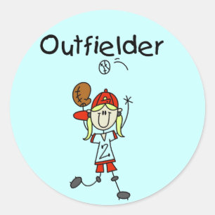 Outfielder-Meisje Baseball Tshirts en Geschenken Ronde Sticker