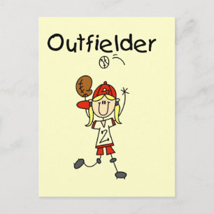 Outfielder-Meisjes honkbal T-shirts en cadeaus Briefkaart