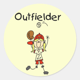 Outfielder-Meisjes honkbal T-shirts en cadeaus Ronde Sticker